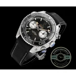 Clone Omega Planet Ocean date aperture and co-axial escapement timing the black-dial chronograph