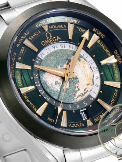 Replica Omega Seamaster Aqua Terra Worldtimer 43 mm Green 220.30.43.22.10.001 - Affordable Super Clone Watch