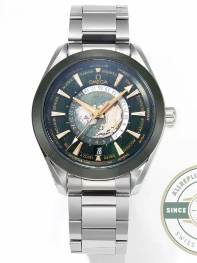 Replica Omega Seamaster Aqua Terra Worldtimer 43 mm Green 220.30.43.22.10.001 - Premium Super Clone Watch