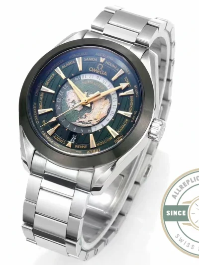 Replica Omega Seamaster Aqua Terra Worldtimer 43 mm Green 220.30.43.22.10.001 - Premium Super Clone Watch