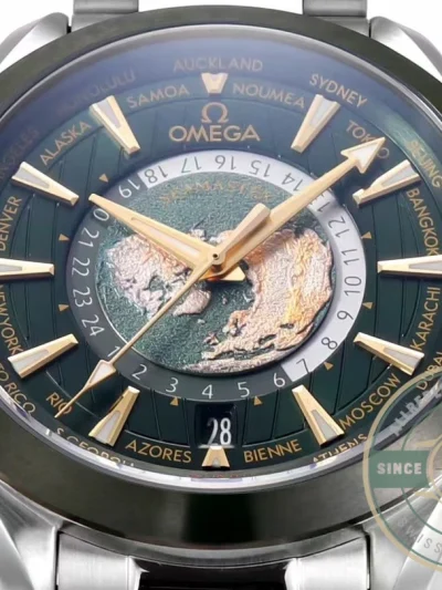Replica Omega Seamaster Aqua Terra Worldtimer 43 mm Green 220.30.43.22.10.001 - Affordable Super Clone Watch