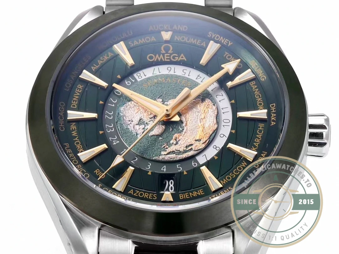 Replica Omega Seamaster Aqua Terra Worldtimer 43 mm Green 220.30.43.22.10.001 - Affordable Super Clone Watch