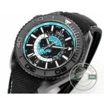 Superclone Omega Planet Ocean unidirectional ceramic bezel mid-rotation, each click landing precisely