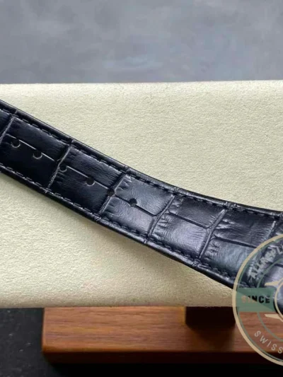 Replica Patek Nautilus 5980-6R White Gold 40.5mm Black Dial, Leather Strap - Affordable Luxury Replica Timepiece