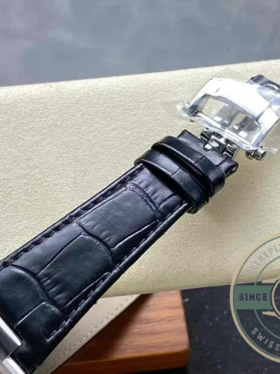 Replica Patek Nautilus 5980-6R White Gold 40.5mm Black Dial, Leather Strap - Top-Tier Swiss Replica Watch