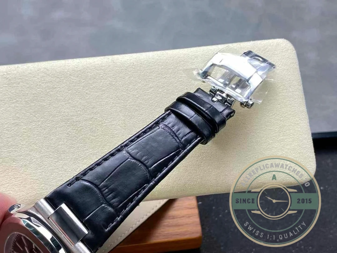 Replica Patek Nautilus 5980-6R White Gold 40.5mm Black Dial, Leather Strap - Top-Tier Swiss Replica Watch