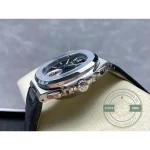 Replica Patek Nautilus 5980-6R White Gold 40.5mm Black Dial, Leather Strap - Budget Luxury Replica Watch