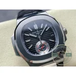Replica Patek Nautilus 5980-6R White Gold 40.5mm Black Dial, Leather Strap - 1:1 Swiss Replica Watch