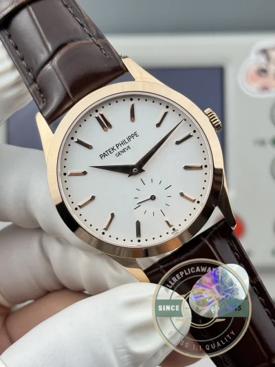 Replica Patek Philippe Calatrava 6196P-003 38mm Rose Gold, White Dial - Budget Luxury Replica Watch