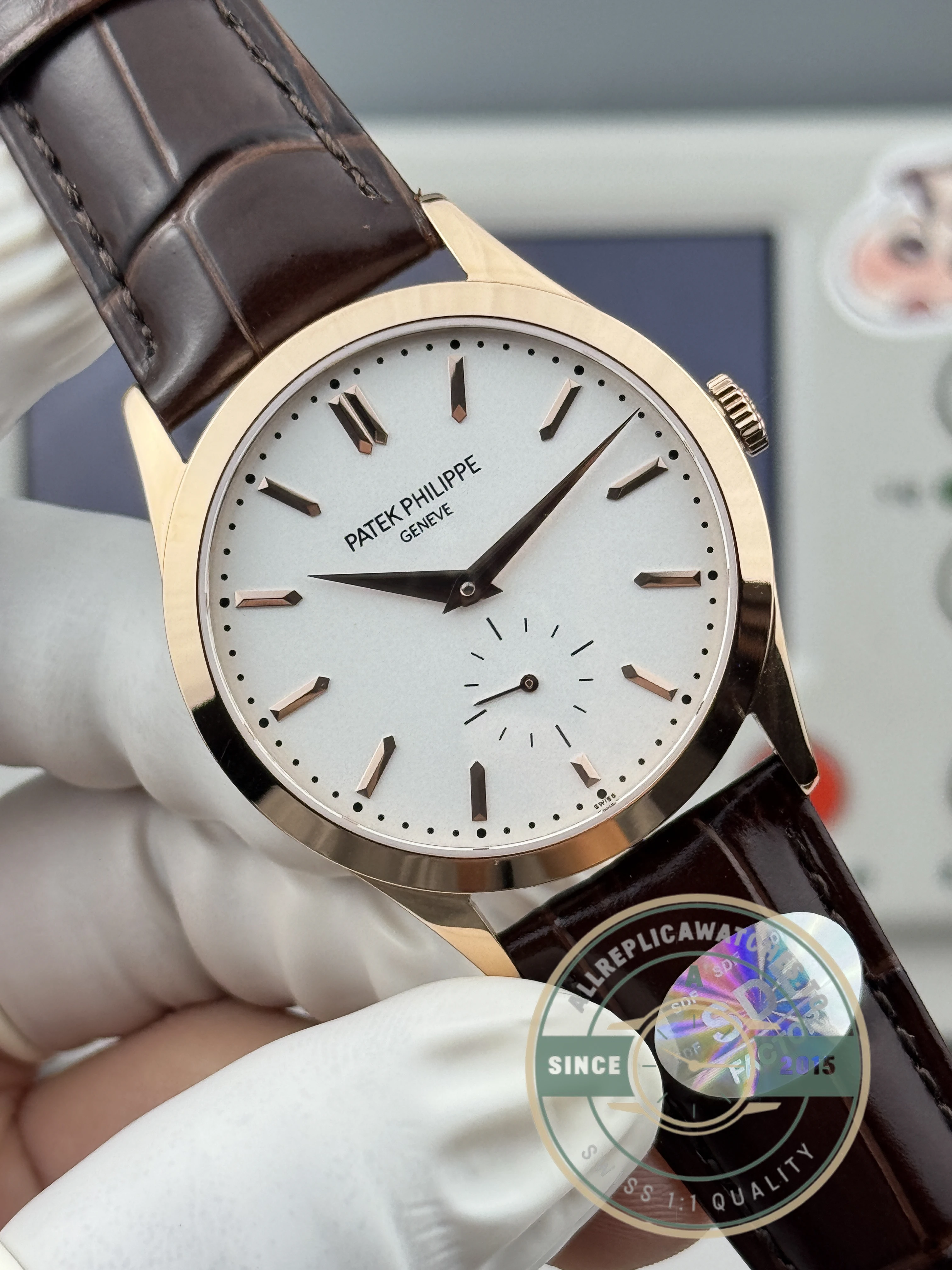 Replica Patek Philippe Calatrava 6196P-003 38mm Rose Gold, White Dial - Budget Luxury Replica Watch