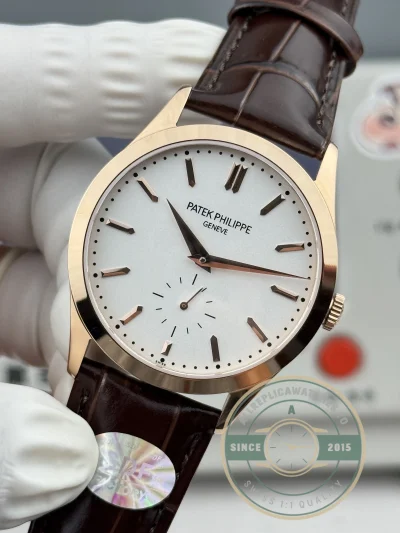 Replica Patek Philippe Calatrava 6196P-003 38mm Rose Gold, White Dial - Affordable Super Clone Watch