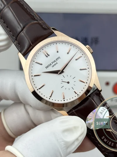 Replica Patek Philippe Calatrava 6196P-003 38mm Rose Gold, White Dial - Affordable Luxury Replica Timepiece
