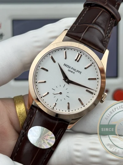Replica Patek Philippe Calatrava 6196P-003 38mm Rose Gold, White Dial - High-Grade Replica Watch