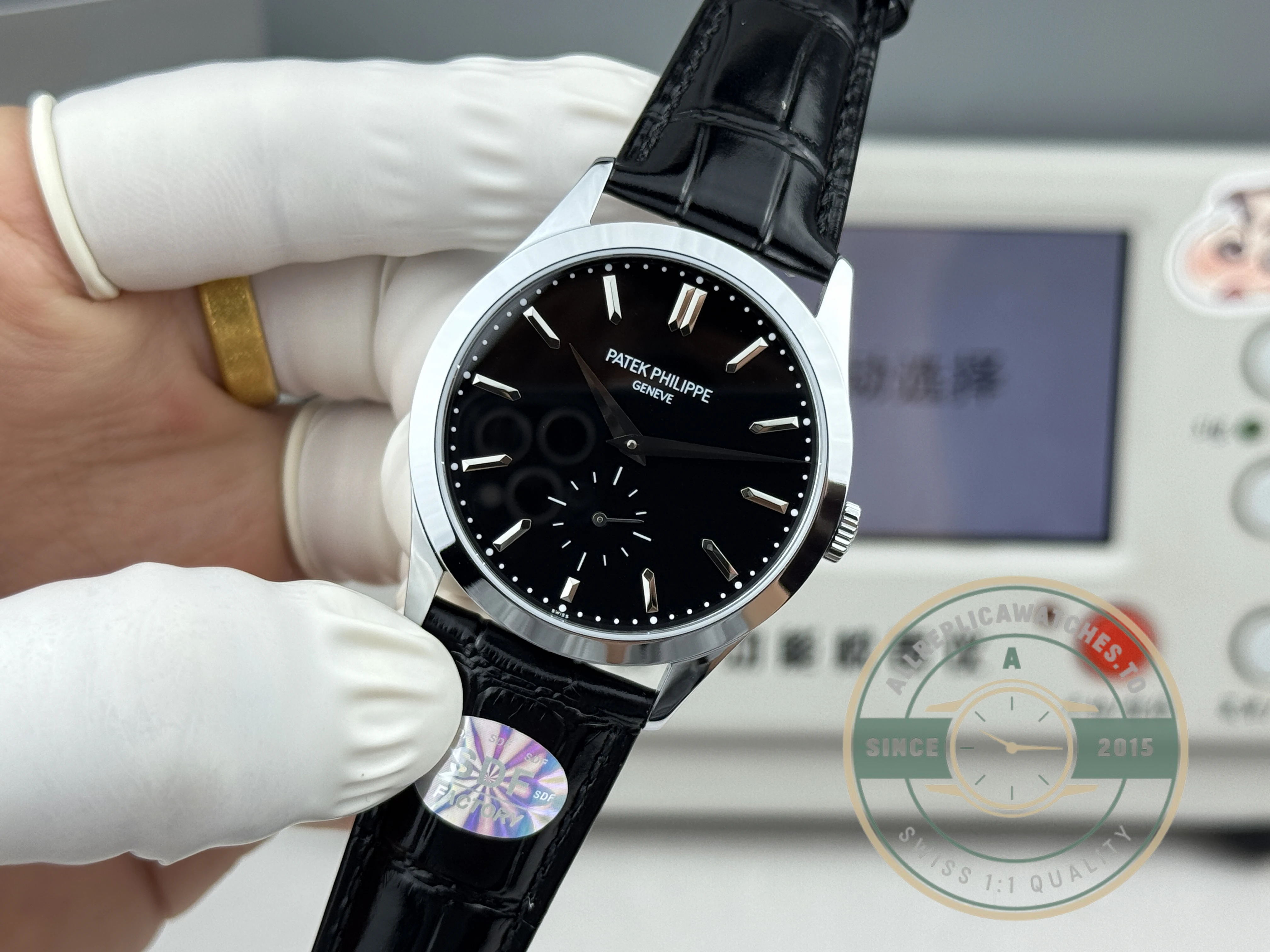 Replica Patek Philippe Calatrava 6196P-003 38mm White Gold, Black Dial - Best Quality Replica Watch