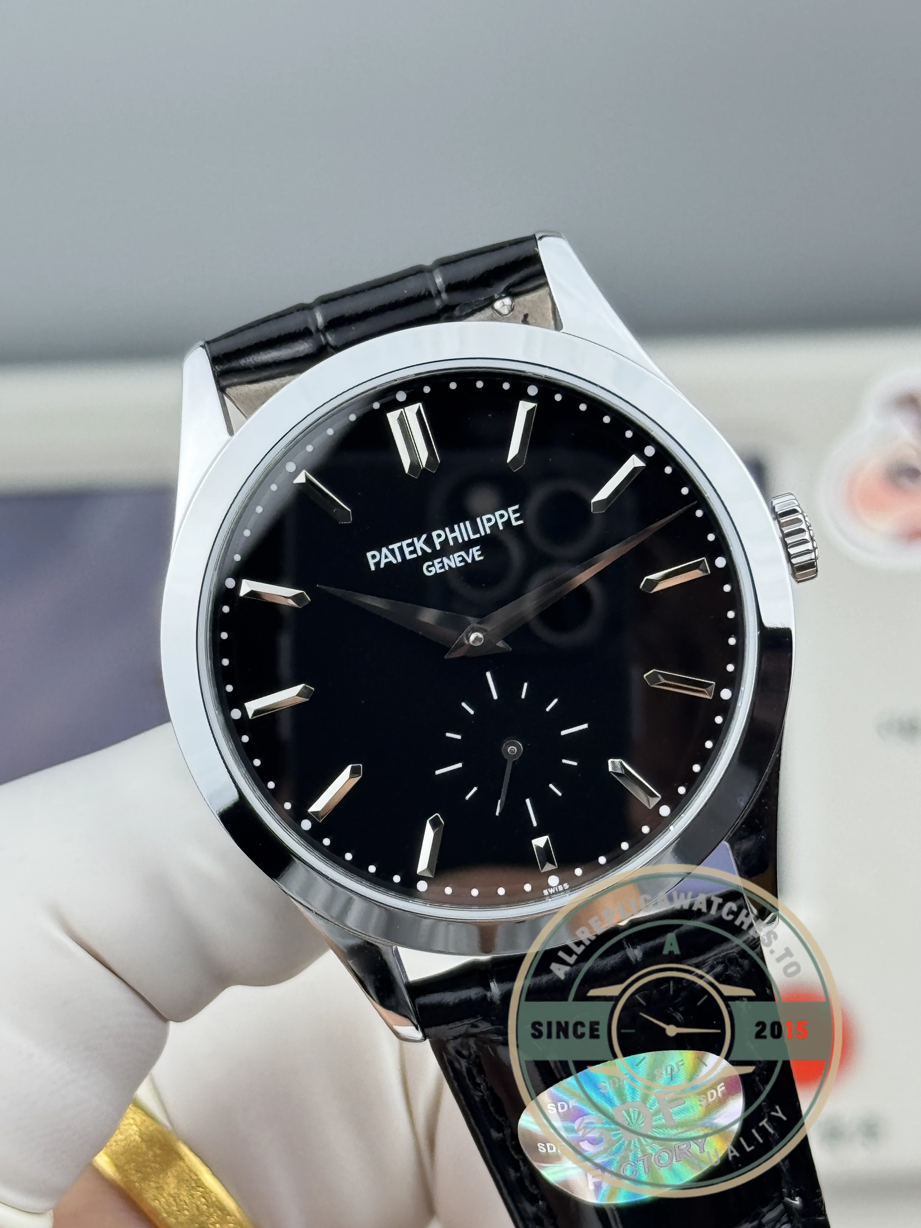 Replica Patek Philippe Calatrava 6196P-003 38mm White Gold, Black Dial - Affordable Super Clone Watch