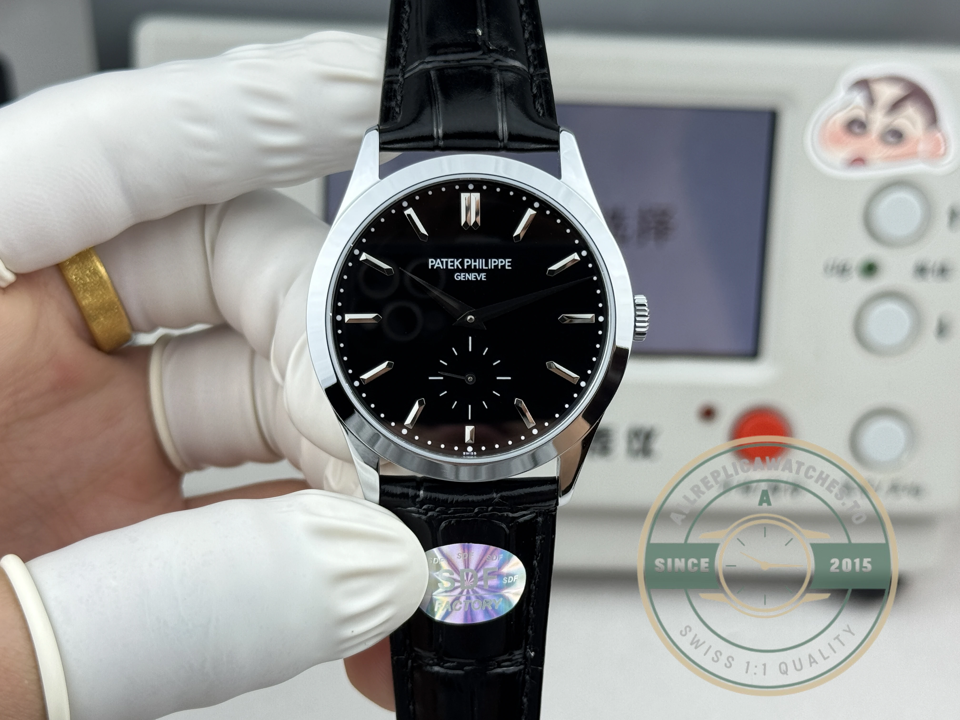 Replica Patek Philippe Calatrava 6196P-003 38mm White Gold, Black Dial - Affordable Luxury Replica Timepiece
