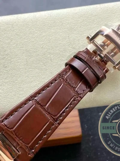 Replica Patek Philippe Nautilus 5980-1R Leather Strap 40.5mm Black Dial - Swiss Movement Replica Watch
