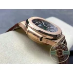Replica Patek Philippe Nautilus 5980-1R Leather Strap 40.5mm Black Dial - Best Quality Replica Watch