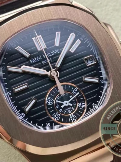 Replica Patek Philippe Nautilus 5980-1R Leather Strap 40.5mm Black Dial - Affordable Super Clone Watch
