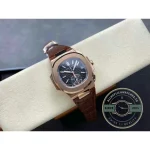 Replica Patek Philippe Nautilus 5980-1R Leather Strap 40.5mm Black Dial - High-Grade Replica Watch