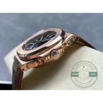 Replica Patek Philippe Nautilus 5980-1R Leather Strap 40.5mm Black Dial - Best Quality Replica Watch