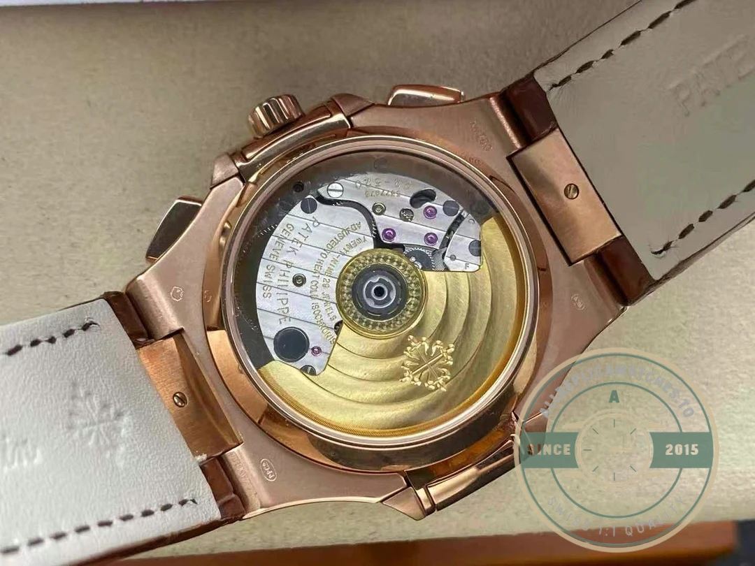Replica Patek Philippe Nautilus 5980-1R Leather Strap 40.5mm Black Dial - Affordable Super Clone Watch