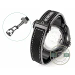 Replica Omega Planet Ocean stealth black 600M on the wrist, helium escape valve on the case flank