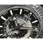 Super clone Omega Planet Ocean date aperture cut into the matte black dial surface