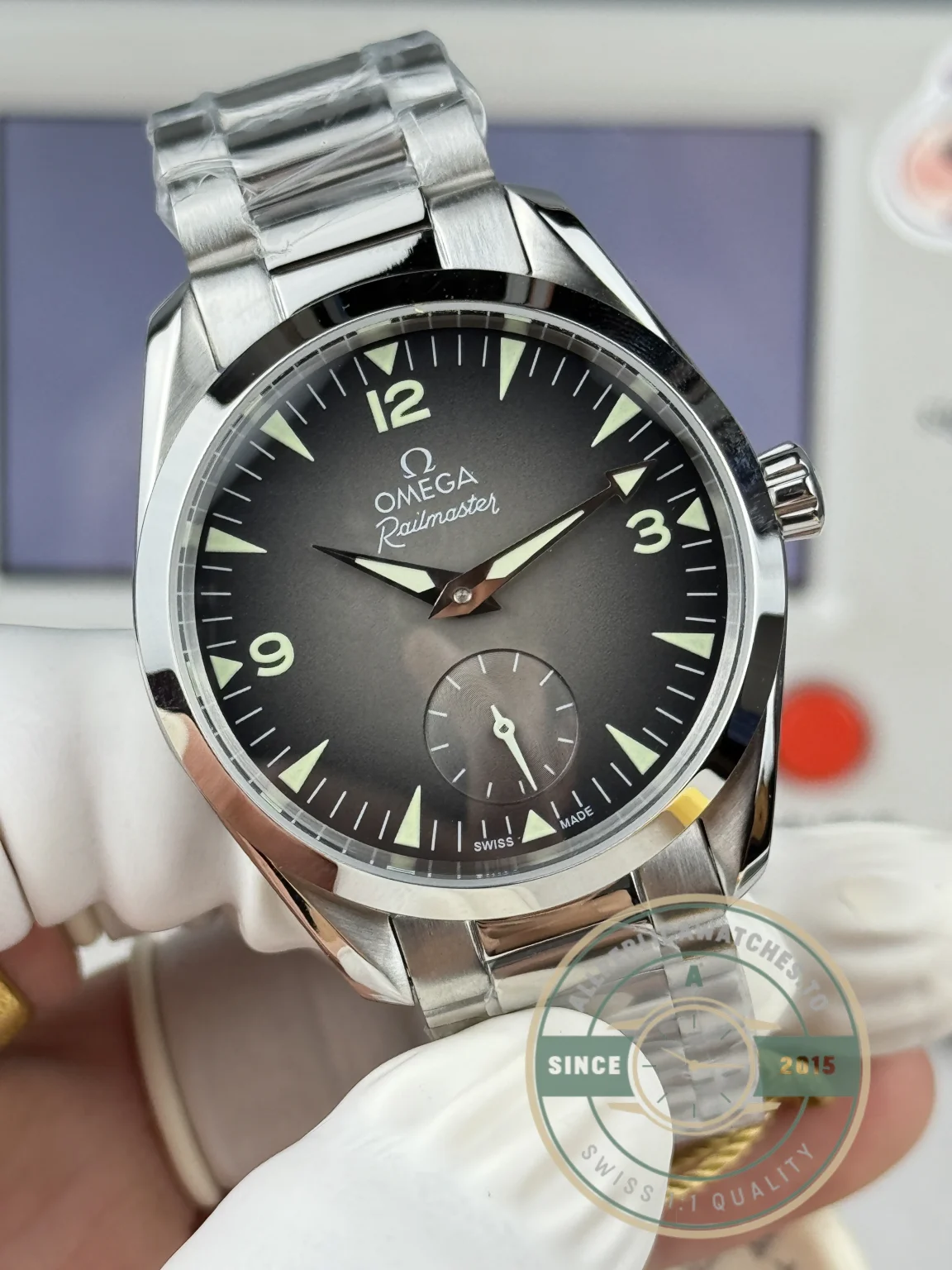 Replica Seamaster Railmaster 38mm 235.12.38.20.13.001 Grey Dial - Budget Luxury Replica Watch