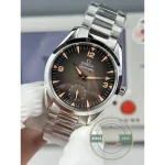 Replica Omega Railmaster 38mm on the wrist, a time-only field layout with no dive bezel above it