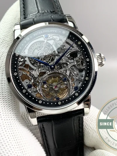 Super Clone Patek Philippe 5104P White Gold Skeleton Tourbillon - Swiss Movement Replica Watch