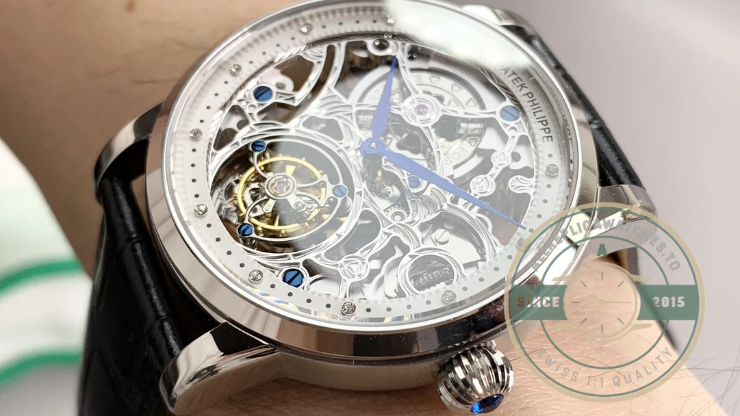 Super Clone Patek Philippe 5104P White Gold Skeleton Tourbillon - 1:1 Swiss Replica Watch