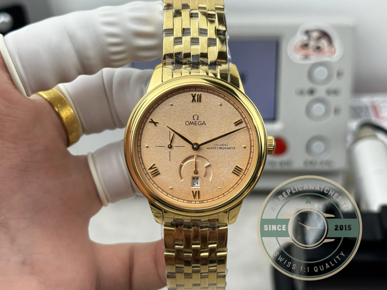 Superclone Omega De Ville Prestige 40mm, Yellow Gold, 434.20.41.21.09.001 - Luxury Replica Watch