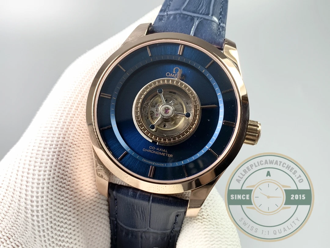 Superclone Omega De Ville Tourbillon 44mm Gold, 528.53.44.21.03.001 - Swiss-Made Clone Watch