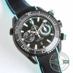 Superclone Omega Planet Ocean chronograph pushers at 2 and 4 o'clock widening the case profile