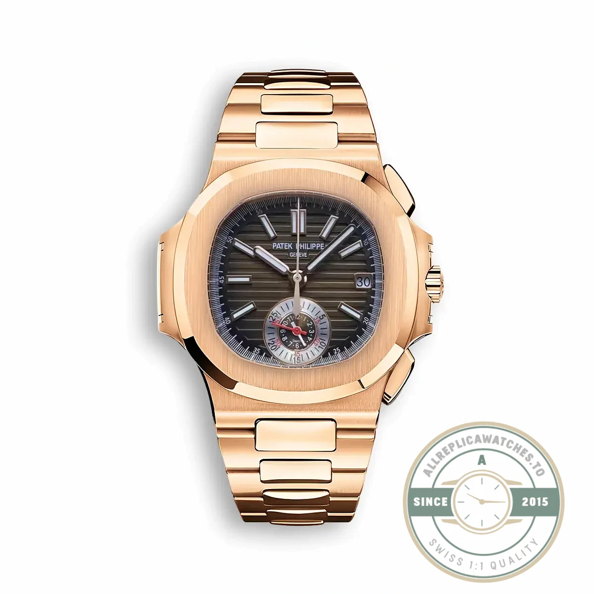 Superclone Patek Nautilus 5980-7R Rose Gold 40.5mm Brown Dial - Budget Luxury Replica Watch