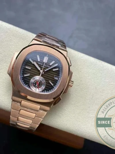 Superclone Patek Nautilus 5980-7R Rose Gold 40.5mm Brown Dial - Budget Luxury Replica Watch