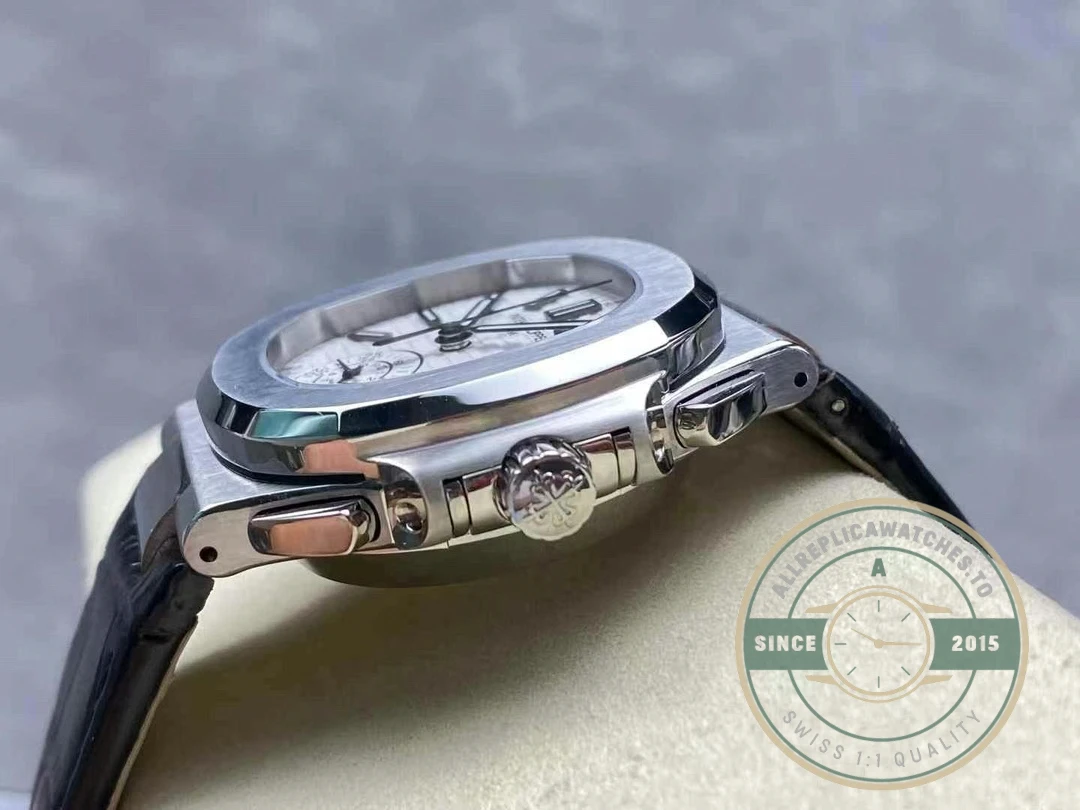 Superclone Patek Philippe Nautilus 5980-4R Leather Strap 40.5mm White Dial - Budget Luxury Replica Watch