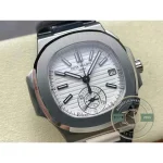 Superclone Patek Philippe Nautilus 5980-4R Leather Strap 40.5mm White Dial - Affordable Super Clone Watch
