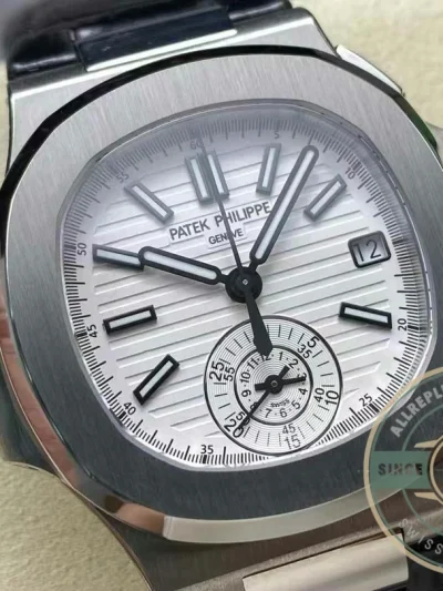 Superclone Patek Philippe Nautilus 5980-4R Leather Strap 40.5mm White Dial - Affordable Super Clone Watch