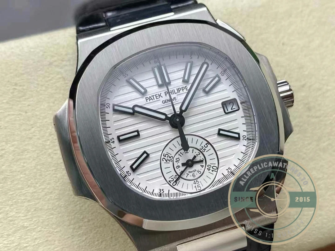 Superclone Patek Philippe Nautilus 5980-4R Leather Strap 40.5mm White Dial - Affordable Super Clone Watch