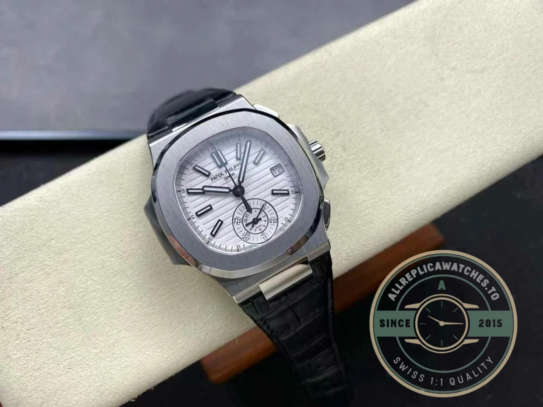 Superclone Patek Philippe Nautilus 5980-4R Leather Strap 40.5mm White Dial - Luxury Replica Watch