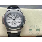 Superclone Patek Philippe Nautilus 5980-4R Leather Strap 40.5mm White Dial - Premium Super Clone Watch
