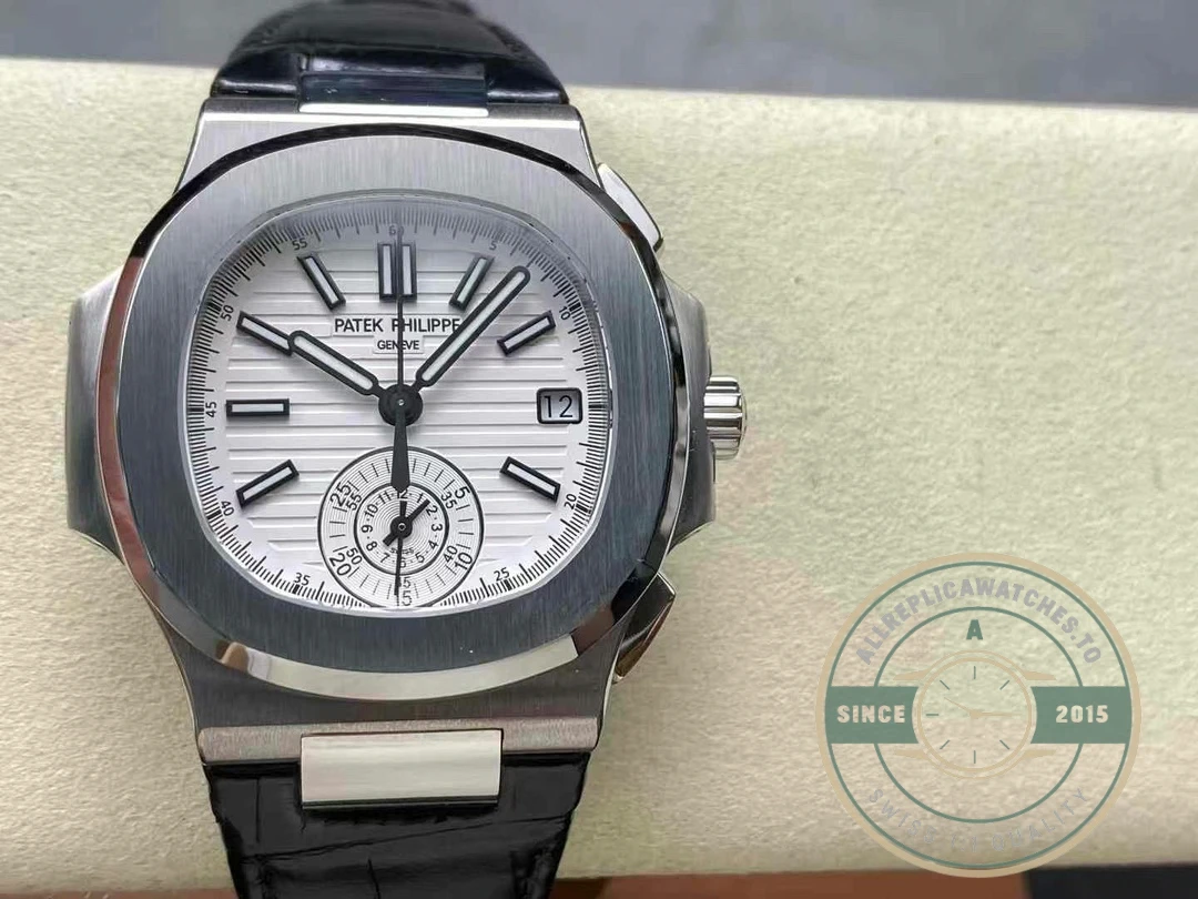 Superclone Patek Philippe Nautilus 5980-4R Leather Strap 40.5mm White Dial - Premium Super Clone Watch