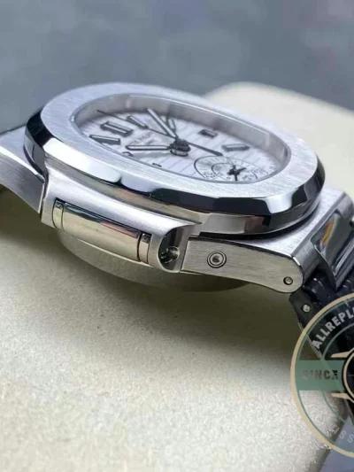 Superclone Patek Philippe Nautilus 5980-4R Leather Strap 40.5mm White Dial - Best Quality Replica Watch