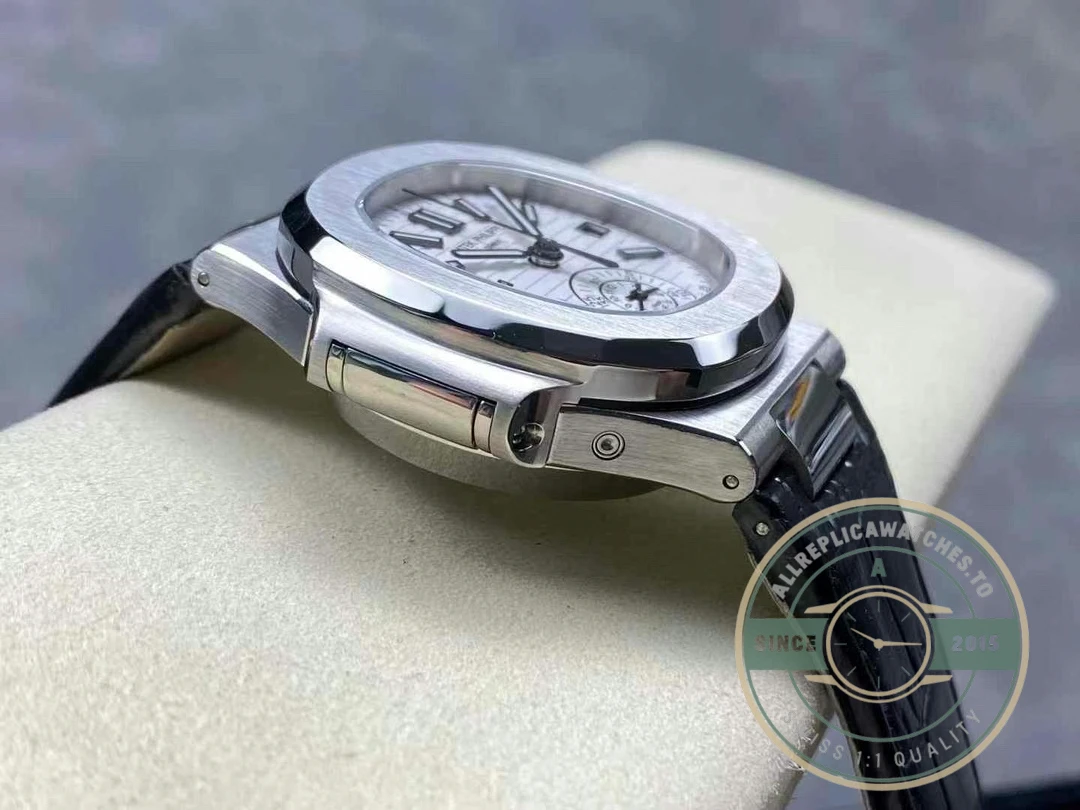 Superclone Patek Philippe Nautilus 5980-4R Leather Strap 40.5mm White Dial - Best Quality Replica Watch
