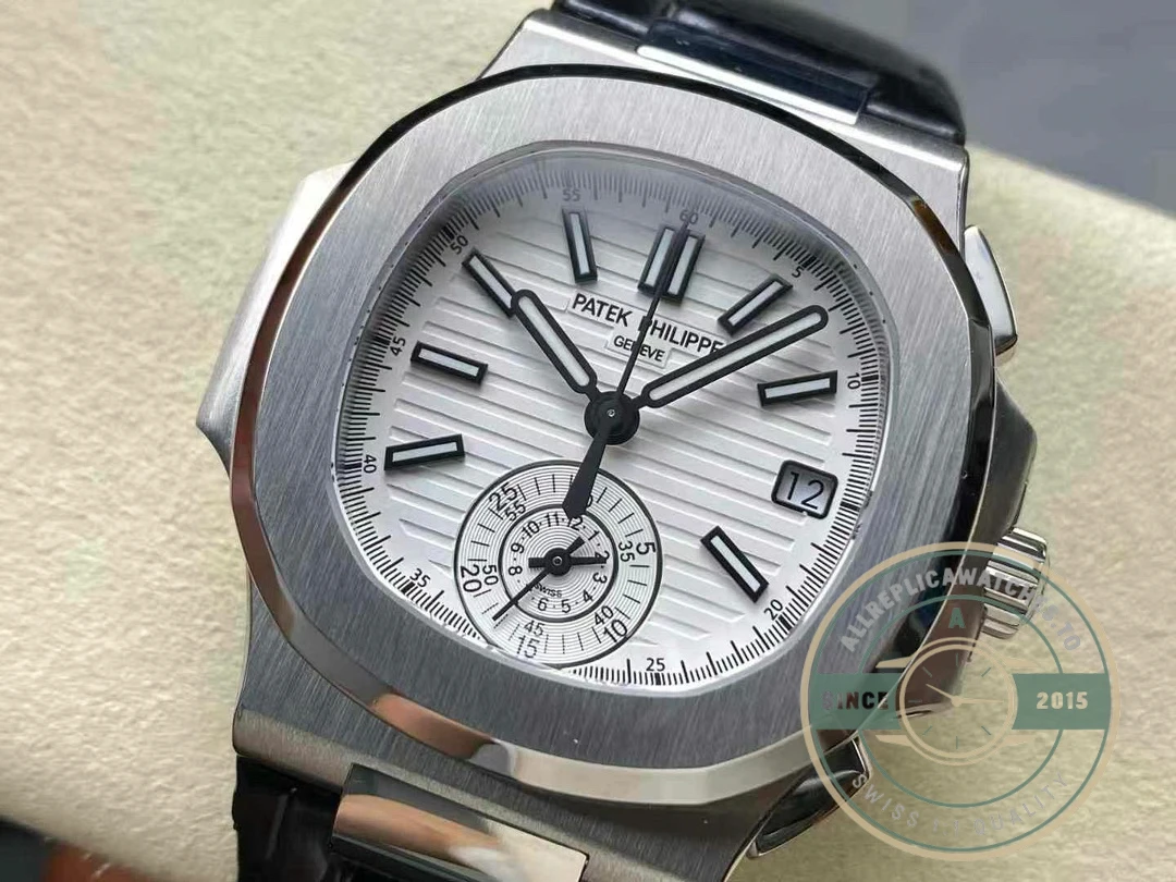 Superclone Patek Philippe Nautilus 5980-4R Leather Strap 40.5mm White Dial - High-Grade Replica Watch