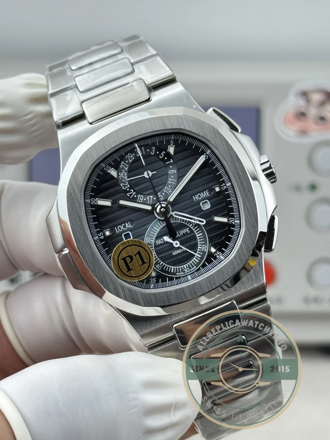 Swiss Clone Nautilus 5990R-002 Travel Time 40.5mm Black Dial - Best Quality Replica Watch