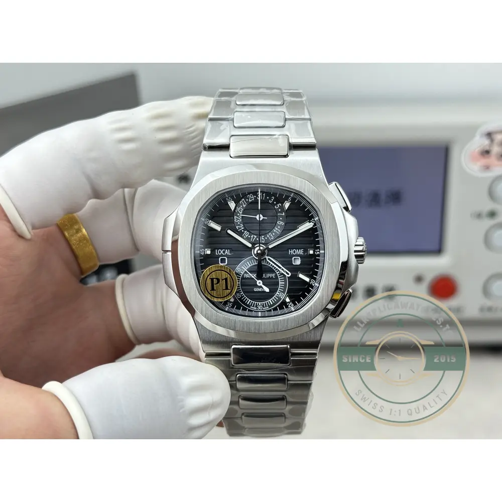 Swiss Clone Nautilus 5990R-002 Travel Time 40.5mm Black Dial - Affordable Luxury Replica Timepiece