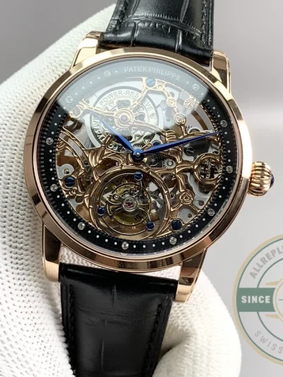 Swiss Clone Patek Philippe 5104P Rose Gold Skeleton Tourbillon - High-Grade Replica Watch